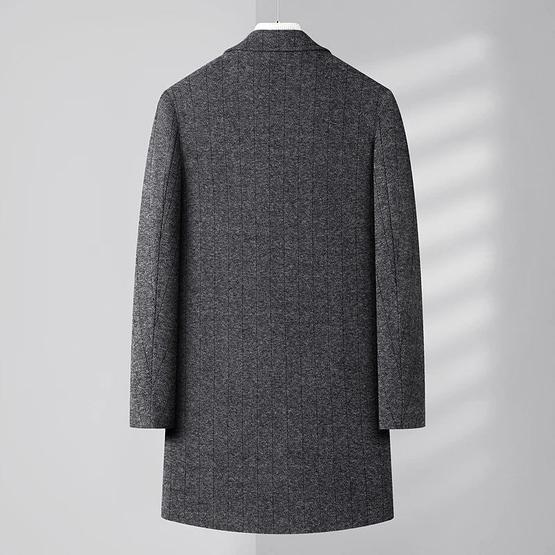 Mens Designer Knitted Wool Stretch Coat Casual Business Handsome Overcoat High Quality Fashion 2024