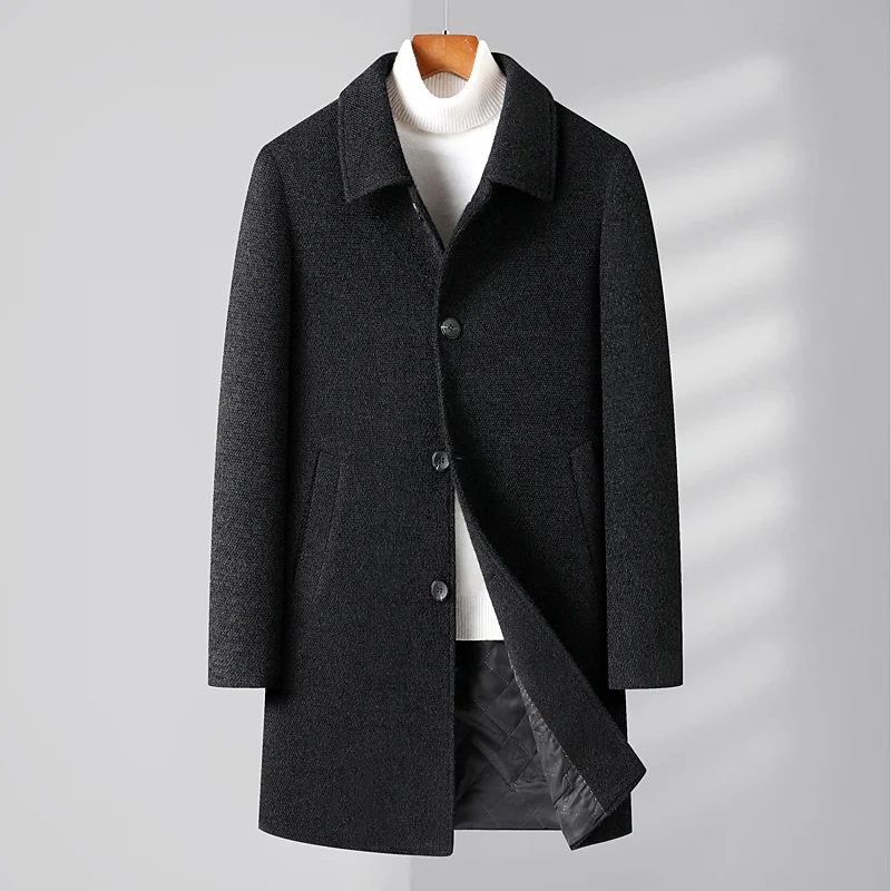 Mens Designer Knitted Wool Stretch Coat Casual Business Handsome Overcoat High Quality Fashion 2024
