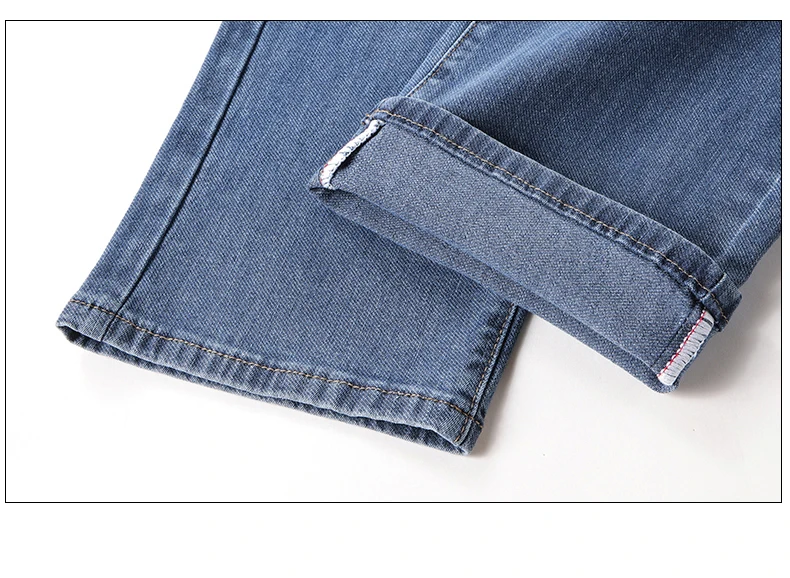 OUSSYU Brand Classic Retro Men's Jeans Loose Straight Denim Pants Work Streetwear Baggy Stretch Business All Seasons Trousers