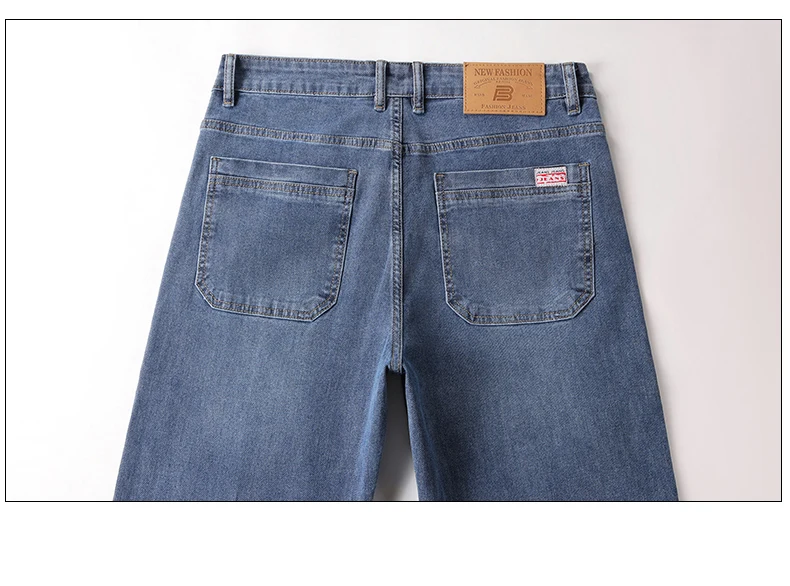 OUSSYU Brand Classic Retro Men's Jeans Loose Straight Denim Pants Work Streetwear Baggy Stretch Business All Seasons Trousers