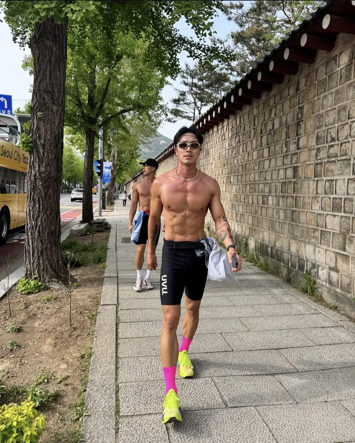 Uvu running fitness high elastic compression leggings quick drying breathable training sports shorts