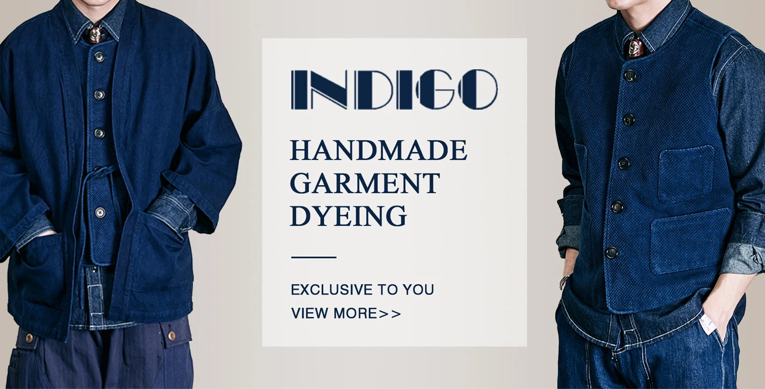Heavy Weight Indigo Jacket Men Autumn Winter Vintage Workwear Tooling Jacket Blue Dyed Kendo Fabric Multi-pocket Cardgian Coat