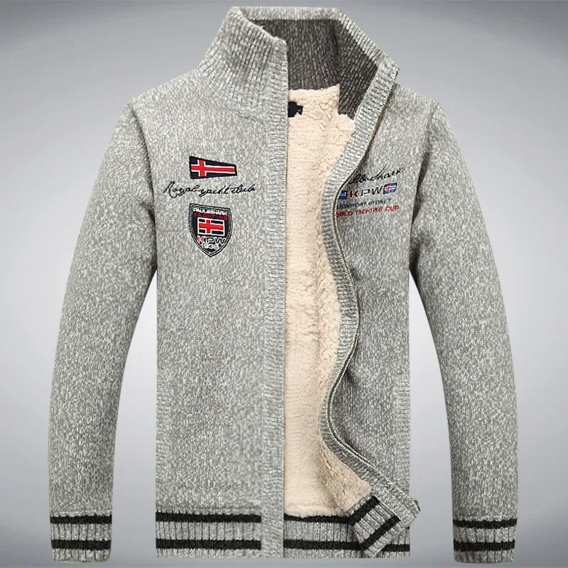 Fleece Warm Man Sweater Wool Liner Winter Cardigan Thicken Overcoat Casual Cotton Black White Red Mens Winter Jacket