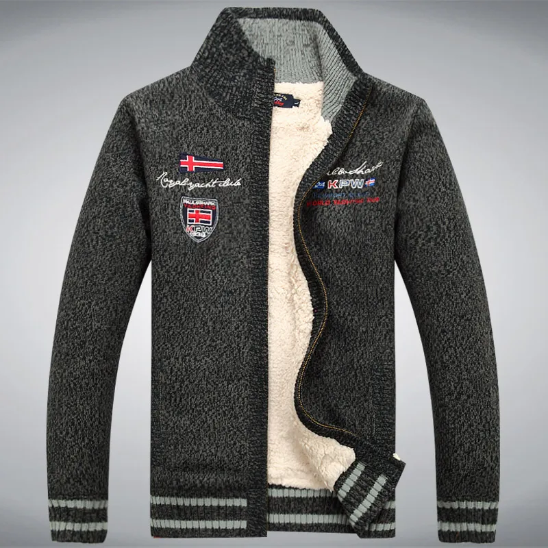 Fleece Warm Man Sweater Wool Liner Winter Cardigan Thicken Overcoat Casual Cotton Black White Red Mens Winter Jacket