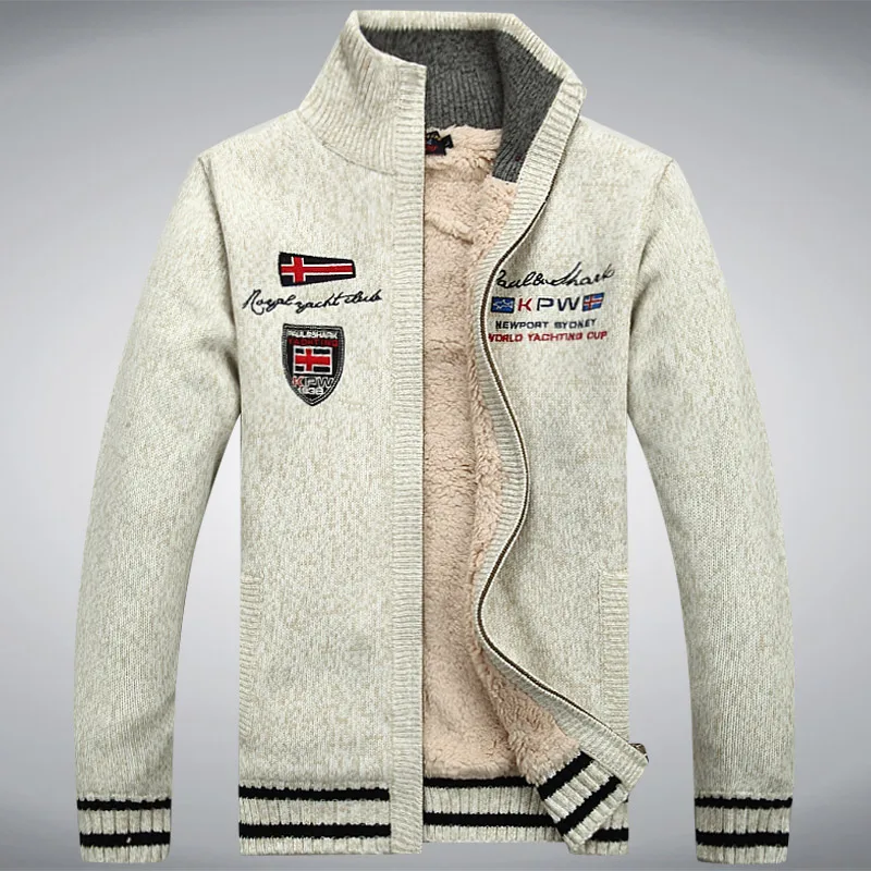Fleece Warm Man Sweater Wool Liner Winter Cardigan Thicken Overcoat Casual Cotton Black White Red Mens Winter Jacket
