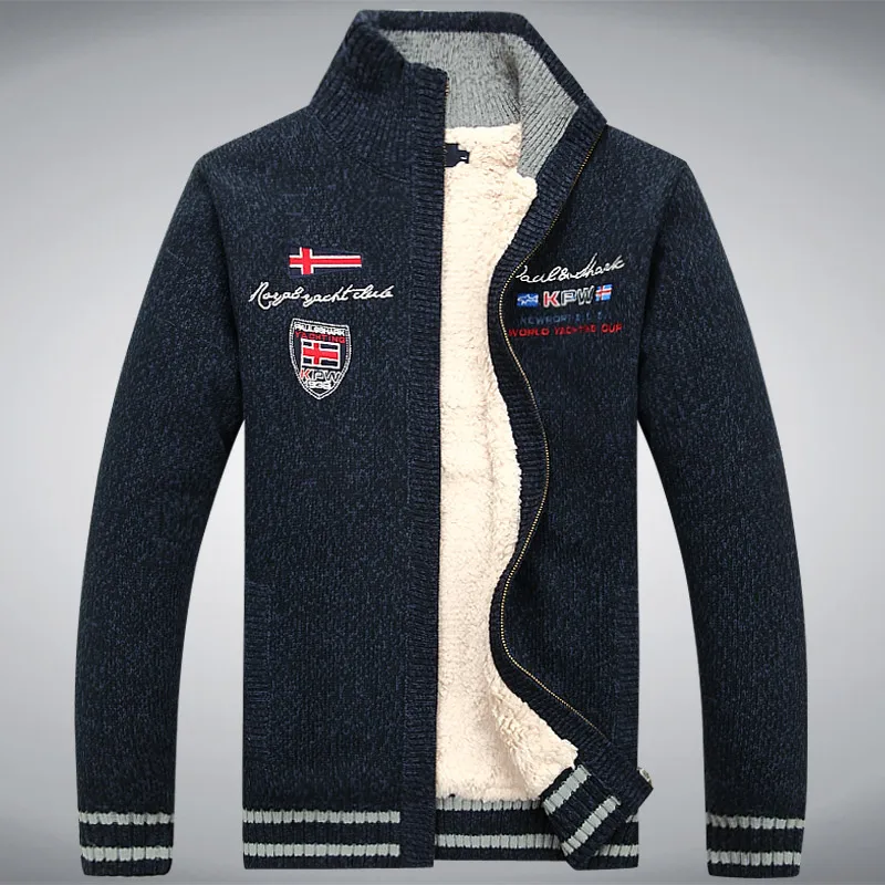 Fleece Warm Man Sweater Wool Liner Winter Cardigan Thicken Overcoat Casual Cotton Black White Red Mens Winter Jacket