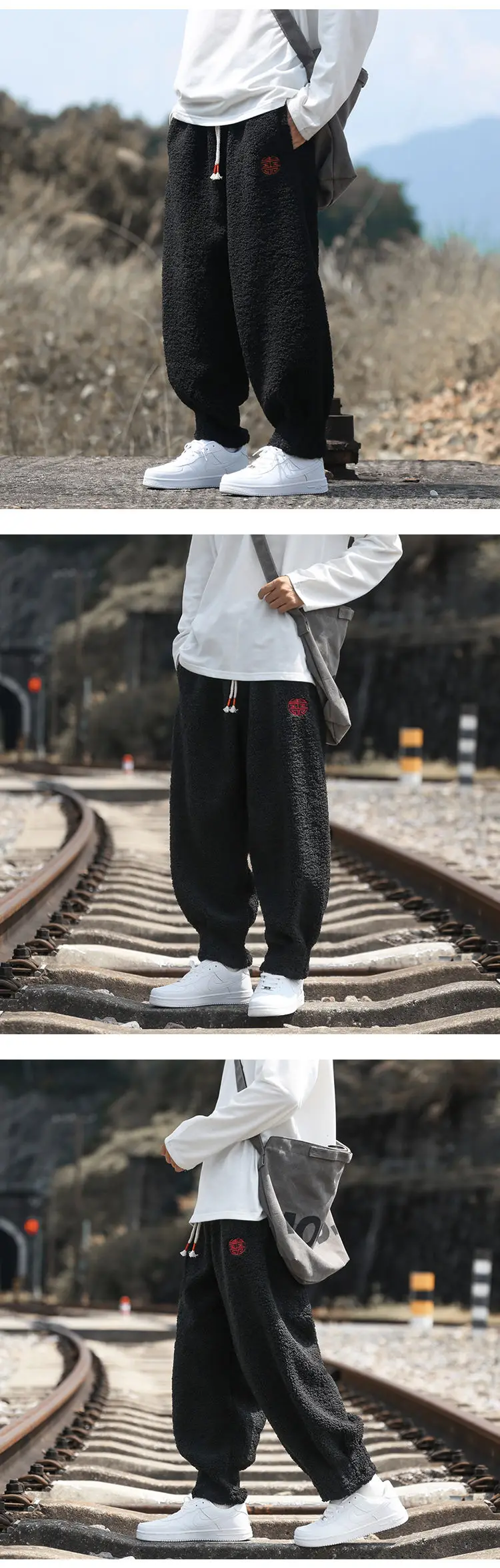 Winter Pants Men Warm Thicken Sweatpants Joggers Fashion Elastic Waist Drawstring Male Winter Brand Loose Casual Fleece Trousers