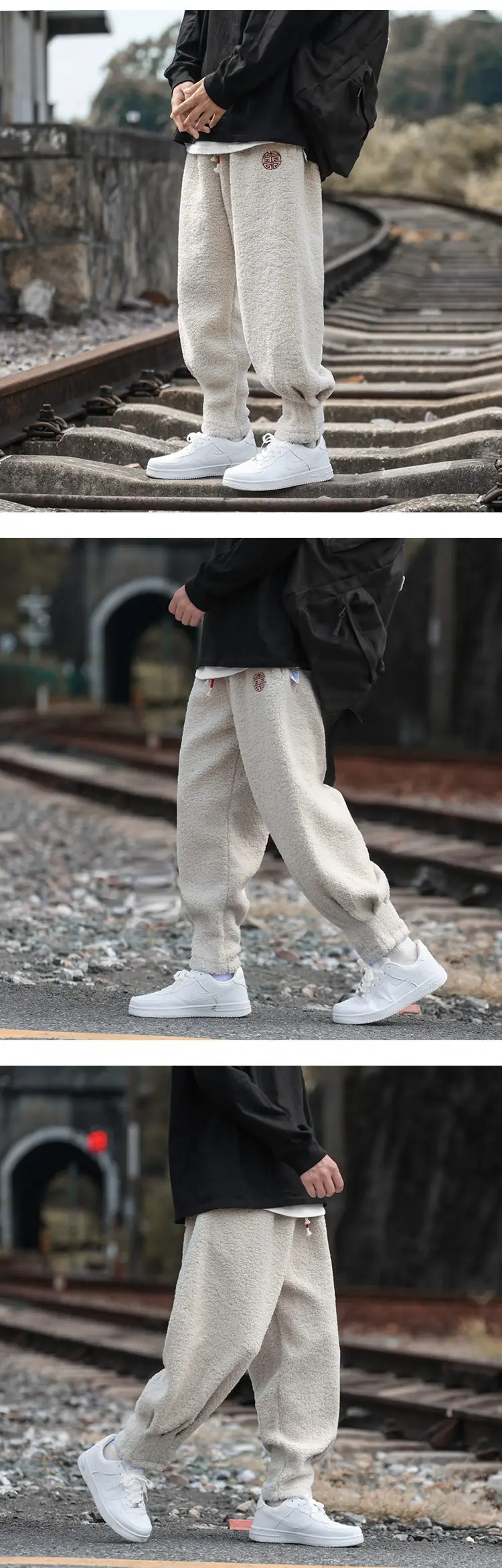 Winter Pants Men Warm Thicken Sweatpants Joggers Fashion Elastic Waist Drawstring Male Winter Brand Loose Casual Fleece Trousers