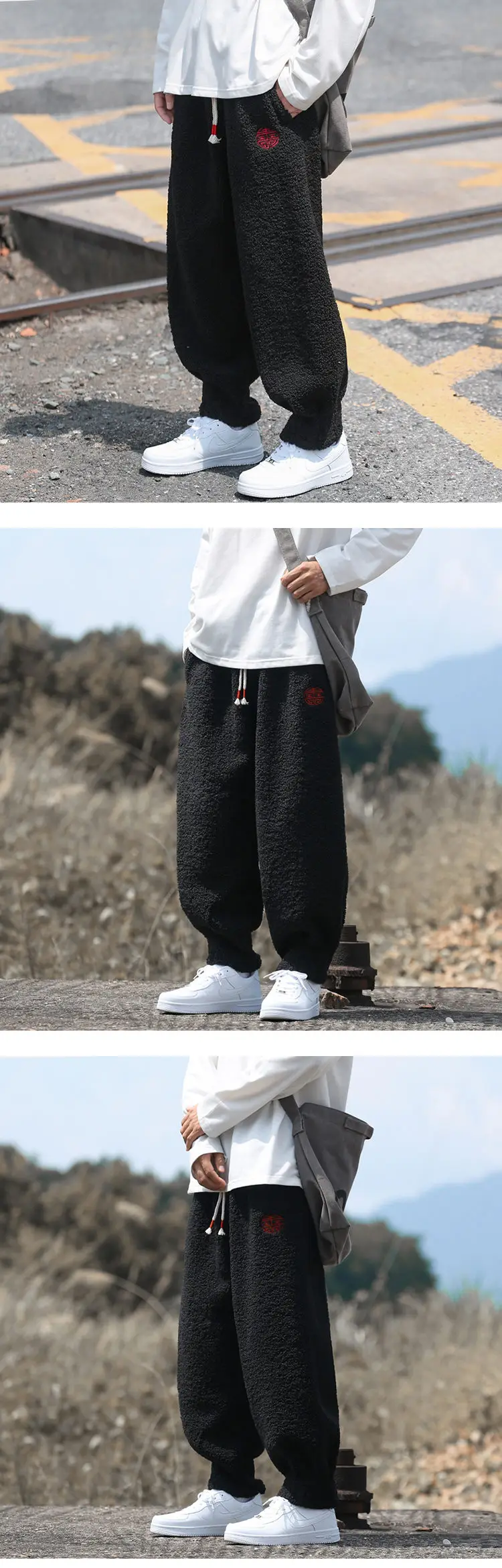 Winter Pants Men Warm Thicken Sweatpants Joggers Fashion Elastic Waist Drawstring Male Winter Brand Loose Casual Fleece Trousers