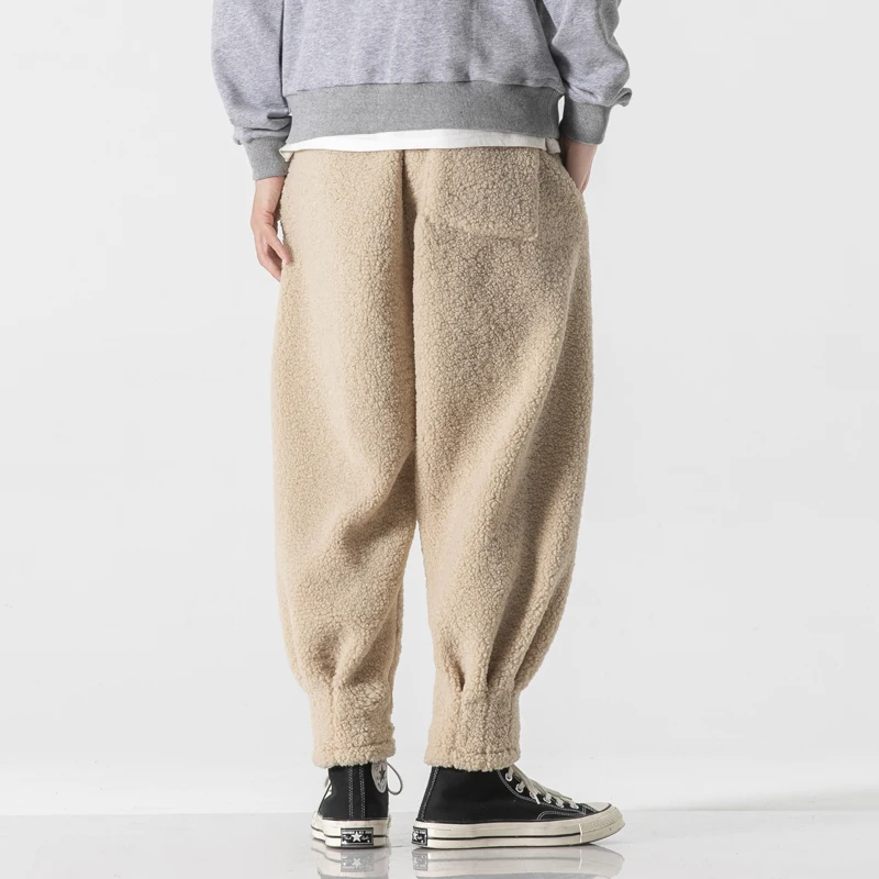 Winter Pants Men Warm Thicken Sweatpants Joggers Fashion Elastic Waist Drawstring Male Winter Brand Loose Casual Fleece Trousers