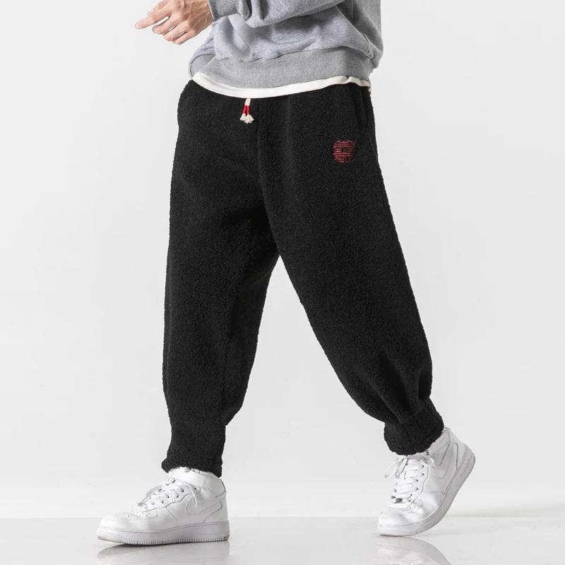Winter Pants Men Warm Thicken Sweatpants Joggers Fashion Elastic Waist Drawstring Male Winter Brand Loose Casual Fleece Trousers