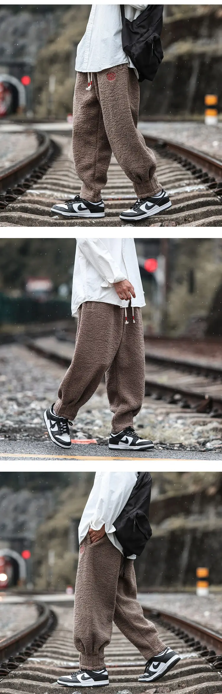 Winter Pants Men Warm Thicken Sweatpants Joggers Fashion Elastic Waist Drawstring Male Winter Brand Loose Casual Fleece Trousers