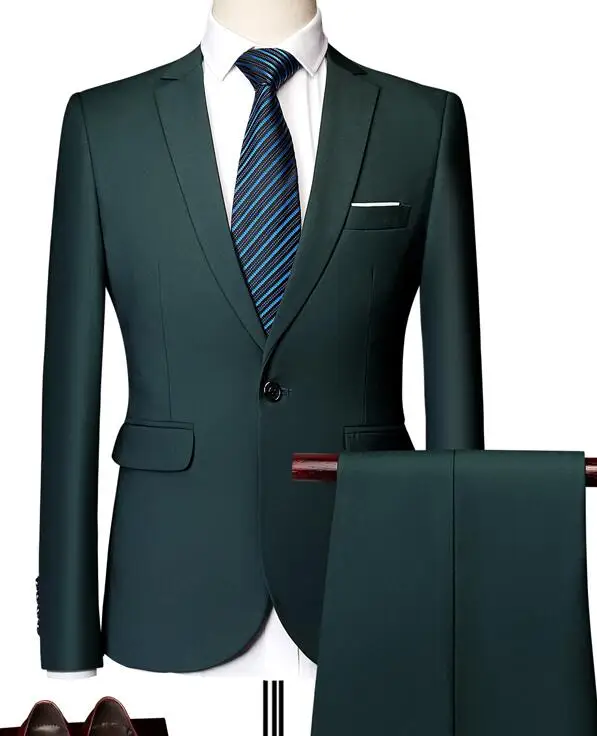 2026 Men's Red Suit 2-Piece Sets, Wedding Party Dress Coat and Pants Asian Size Terno Masculino Black White Blue Costume Homme