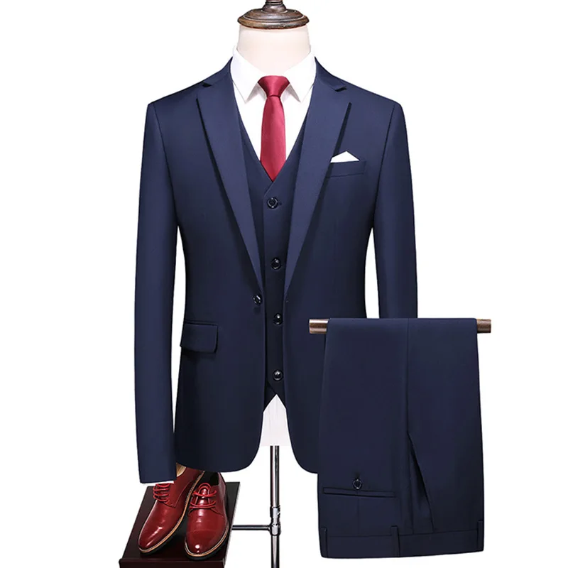 2026 Men's Red Suit 2-Piece Sets, Wedding Party Dress Coat and Pants Asian Size Terno Masculino Black White Blue Costume Homme