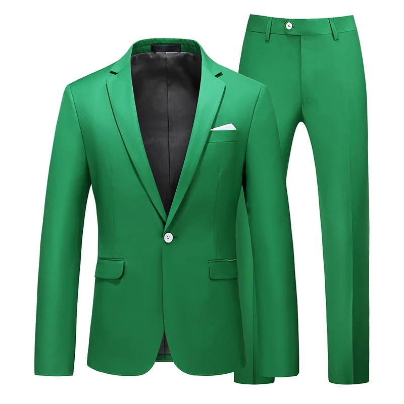2026 Men's Red Suit 2-Piece Sets, Wedding Party Dress Coat and Pants Asian Size Terno Masculino Black White Blue Costume Homme