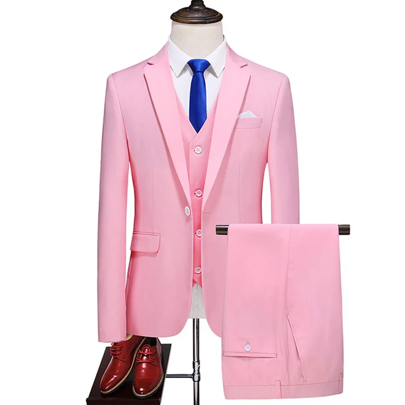 2026 Men's Red Suit 2-Piece Sets, Wedding Party Dress Coat and Pants Asian Size Terno Masculino Black White Blue Costume Homme