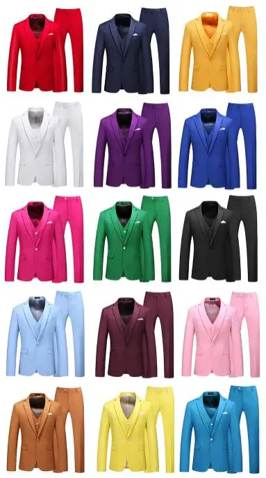 2026 Men's Red Suit 2-Piece Sets, Wedding Party Dress Coat and Pants Asian Size Terno Masculino Black White Blue Costume Homme