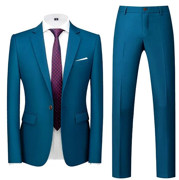 2026 Men's Red Suit 2-Piece Sets, Wedding Party Dress Coat and Pants Asian Size Terno Masculino Black White Blue Costume Homme