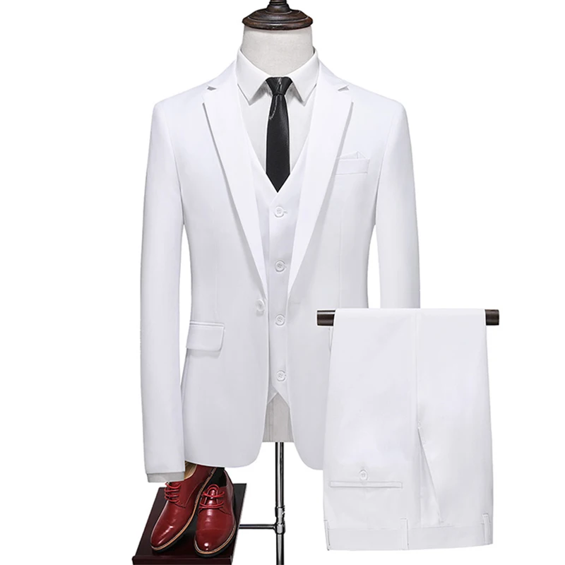 2026 Men's Red Suit 2-Piece Sets, Wedding Party Dress Coat and Pants Asian Size Terno Masculino Black White Blue Costume Homme