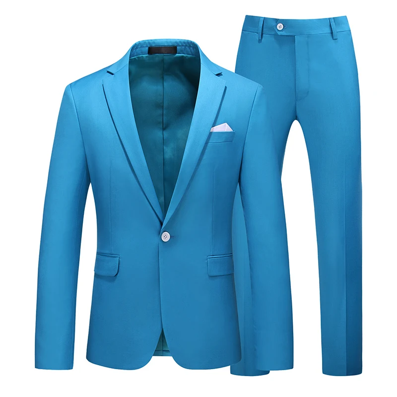 2026 Men's Red Suit 2-Piece Sets, Wedding Party Dress Coat and Pants Asian Size Terno Masculino Black White Blue Costume Homme