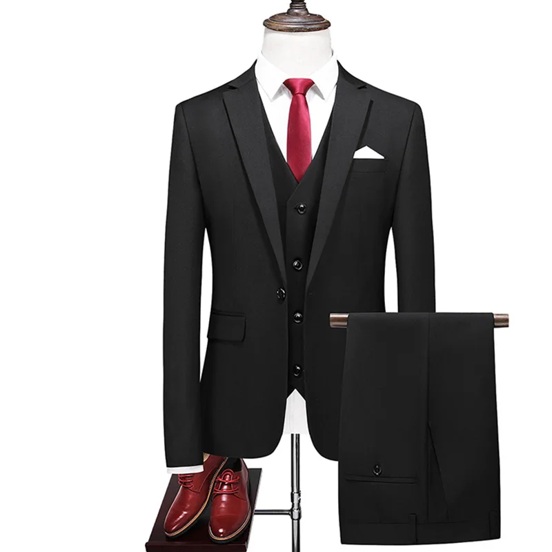 2026 Men's Red Suit 2-Piece Sets, Wedding Party Dress Coat and Pants Asian Size Terno Masculino Black White Blue Costume Homme