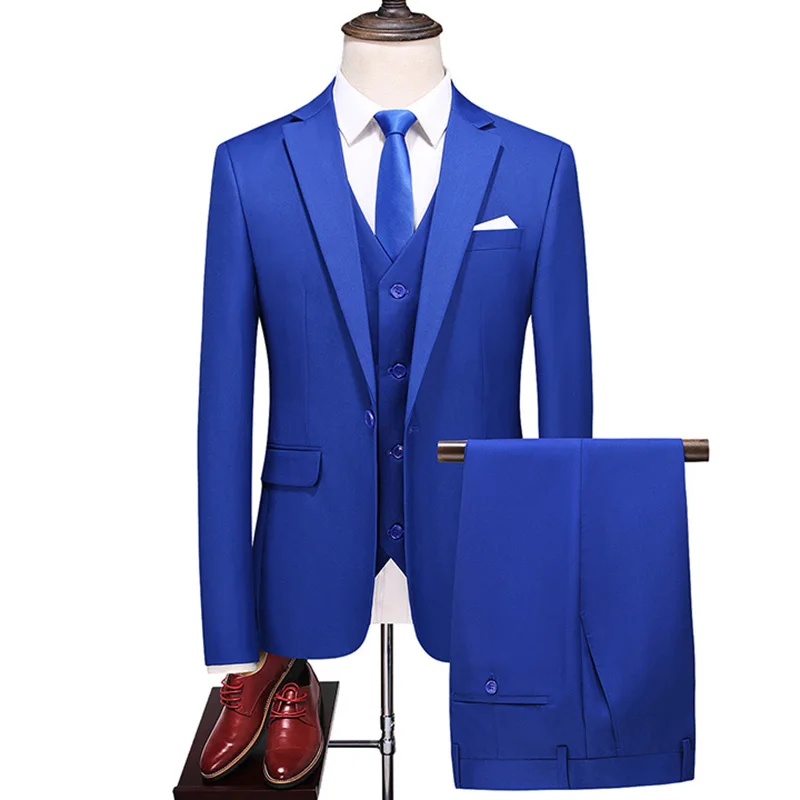 2026 Men's Red Suit 2-Piece Sets, Wedding Party Dress Coat and Pants Asian Size Terno Masculino Black White Blue Costume Homme