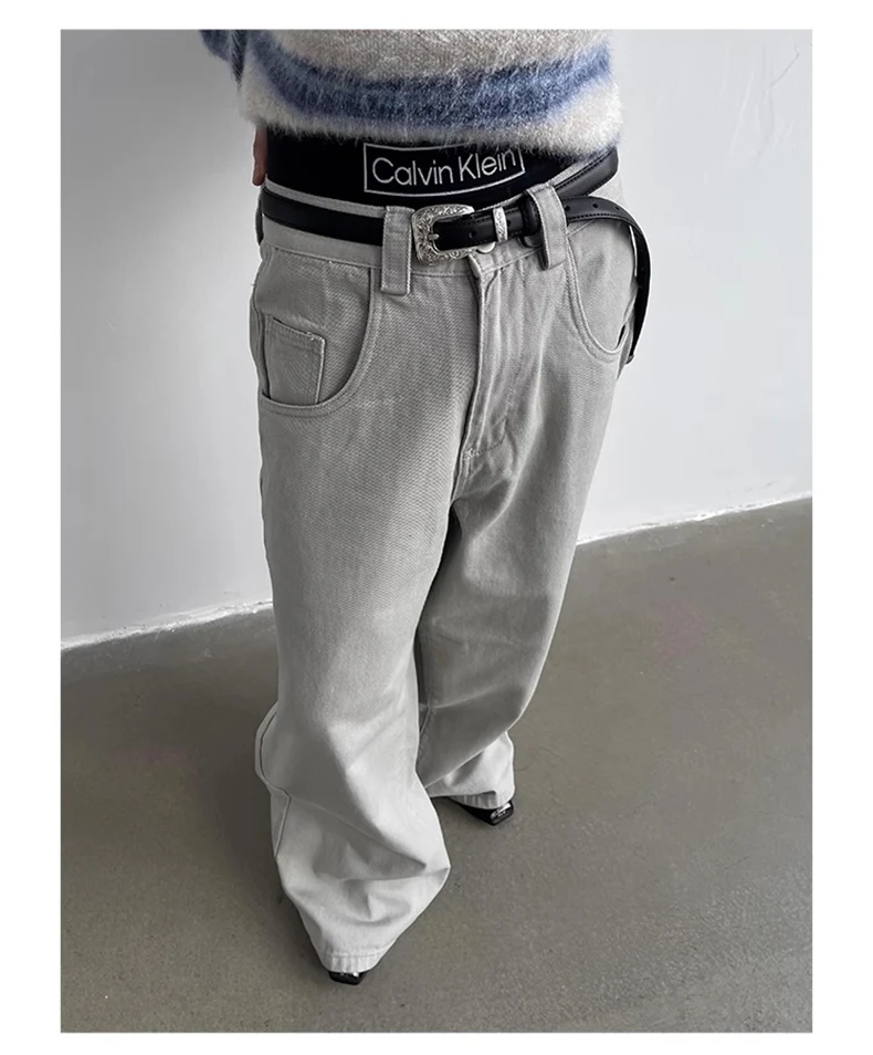 Mauroicardi Autumn Grey Flowy Baggy Wide Leg Pants for Mens Floor Length Fashion Clothing Loose Casual Dark Brown Trousers 2023