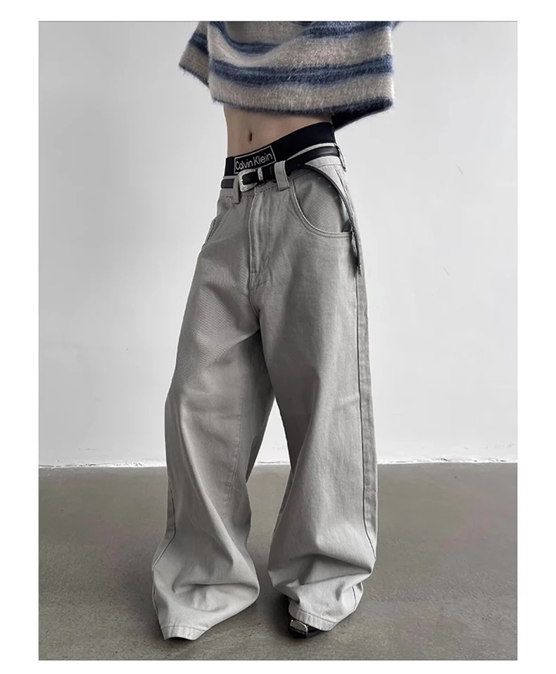 Mauroicardi Autumn Grey Flowy Baggy Wide Leg Pants for Mens Floor Length Fashion Clothing Loose Casual Dark Brown Trousers 2023