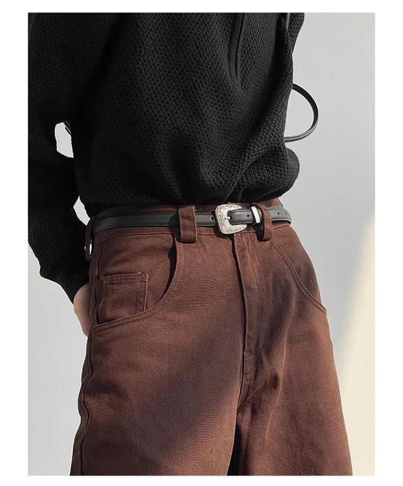 Mauroicardi Autumn Grey Flowy Baggy Wide Leg Pants for Mens Floor Length Fashion Clothing Loose Casual Dark Brown Trousers 2023
