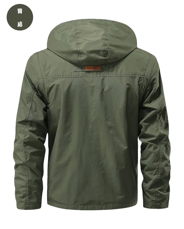 Men Outdoors Hooded Multiple Pockets Safari Style Jackets New Spring Autumn Male Traveling Windproof Waterproof Jackets Coats 5X