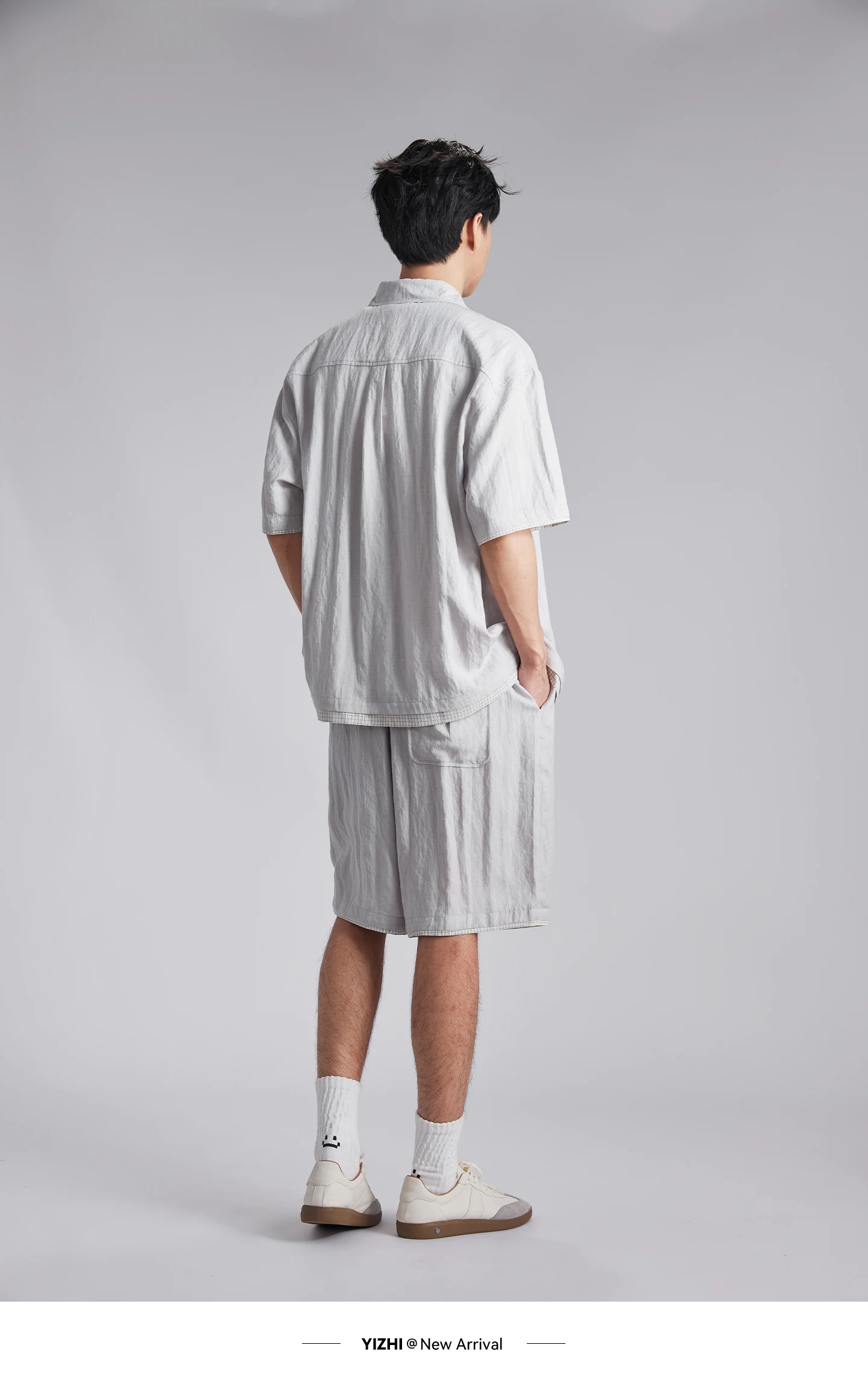 Fashion Men Lyocell Linen Two Piece Set 2026 Summer Lapel Loose Casual Cool Feel Shirt And Shorts Outfit
