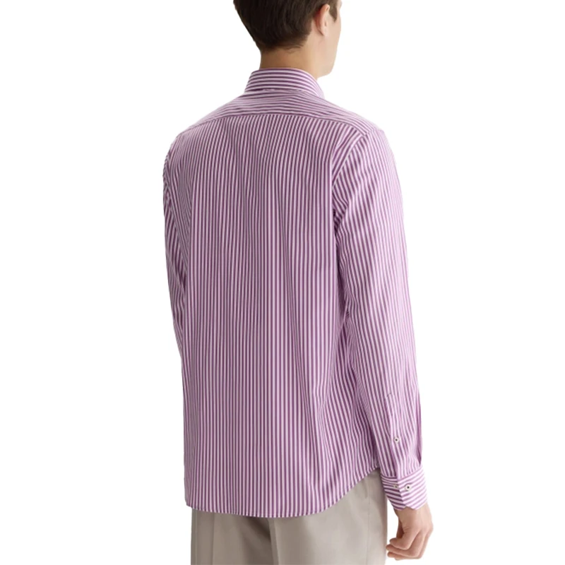 PG Men's Vertical Striped Button-Down Shirt, Regular Fit Long Sleeve Business Casual Cotton Dress Shirt for Work Office