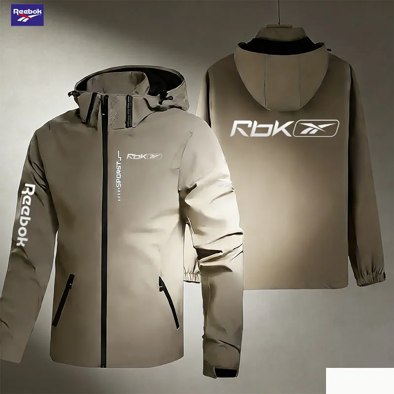 Reebok Logo Men's Windproof and Waterproof Jacket, Ideal for Hiking, Outdoor Adventures, and Motorcycle or Scooter Riding