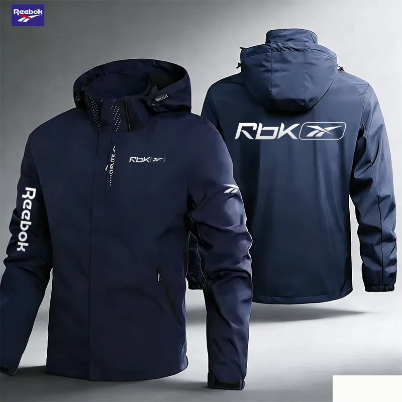 Reebok Logo Men's Windproof and Waterproof Jacket, Ideal for Hiking, Outdoor Adventures, and Motorcycle or Scooter Riding