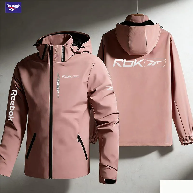 Reebok Logo Men's Windproof and Waterproof Jacket, Ideal for Hiking, Outdoor Adventures, and Motorcycle or Scooter Riding