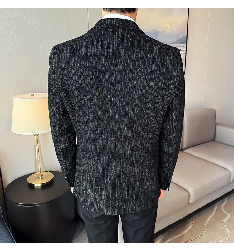 New Fashion Meteor Striped Suit Jacket High Quality Men's Slim Fit Business Formal Social Prom Party Casual Tuxedos 5XL-M