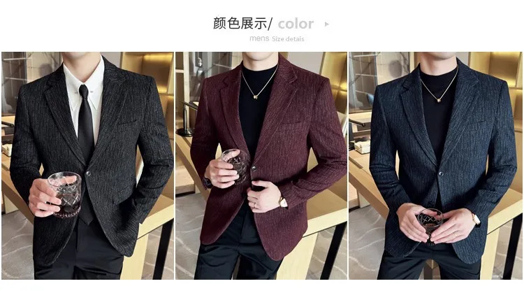 New Fashion Meteor Striped Suit Jacket High Quality Men's Slim Fit Business Formal Social Prom Party Casual Tuxedos 5XL-M