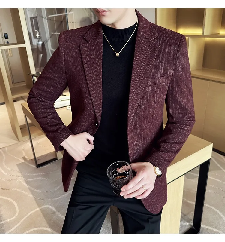 New Fashion Meteor Striped Suit Jacket High Quality Men's Slim Fit Business Formal Social Prom Party Casual Tuxedos 5XL-M