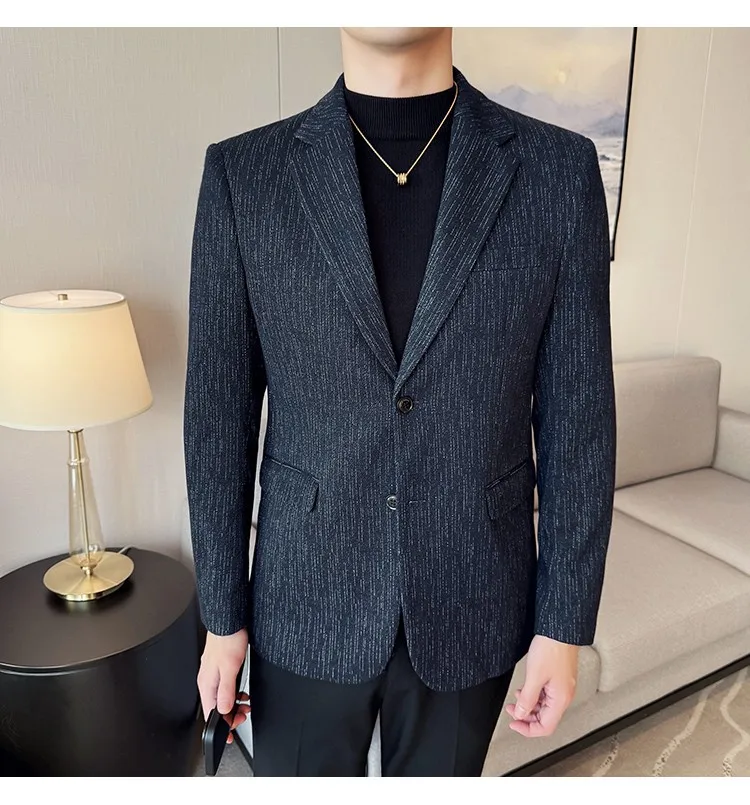 New Fashion Meteor Striped Suit Jacket High Quality Men's Slim Fit Business Formal Social Prom Party Casual Tuxedos 5XL-M
