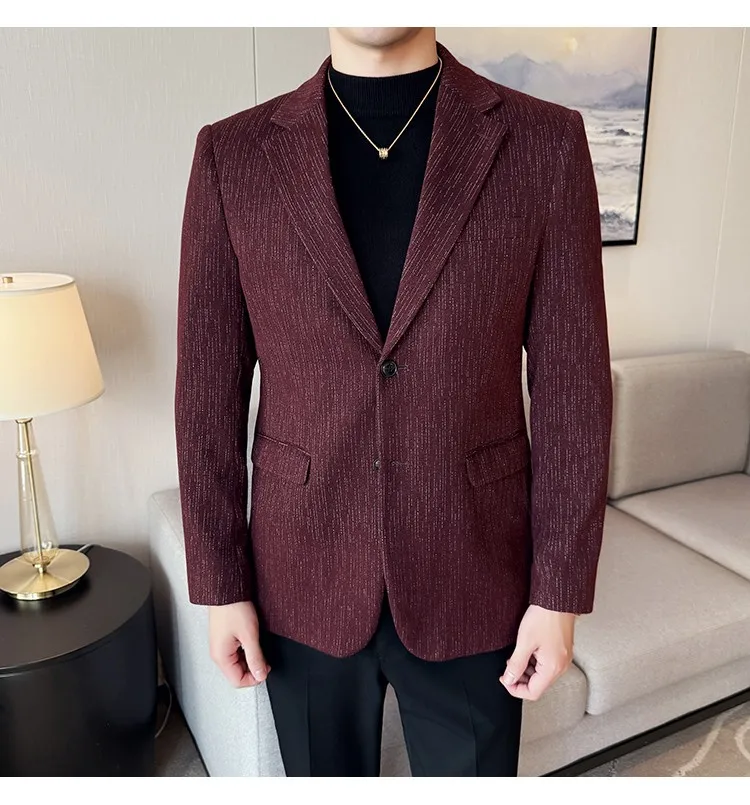 New Fashion Meteor Striped Suit Jacket High Quality Men's Slim Fit Business Formal Social Prom Party Casual Tuxedos 5XL-M