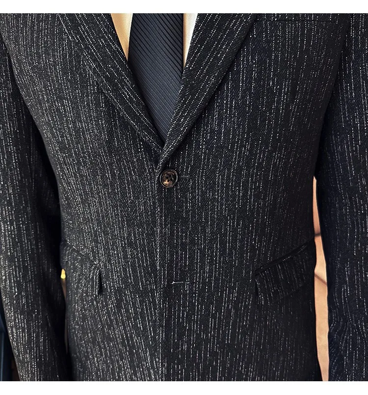 New Fashion Meteor Striped Suit Jacket High Quality Men's Slim Fit Business Formal Social Prom Party Casual Tuxedos 5XL-M