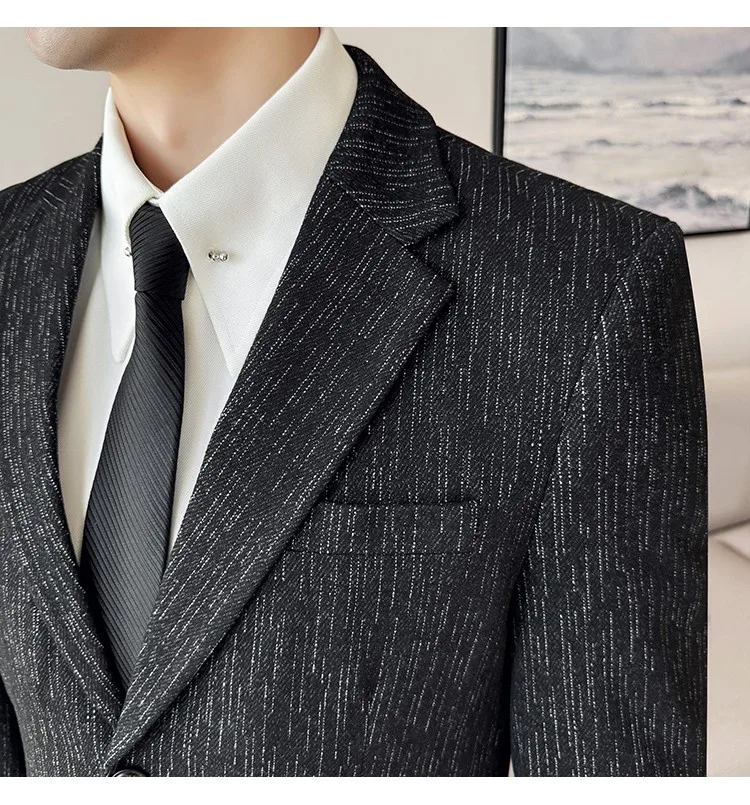 New Fashion Meteor Striped Suit Jacket High Quality Men's Slim Fit Business Formal Social Prom Party Casual Tuxedos 5XL-M