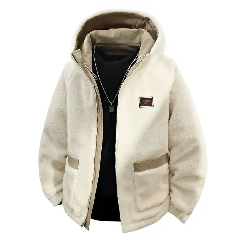 Men Winter Thick Warm Hooded Parka Coat Inside Male Solid Color Stand Collar Cotton Jacket Men's Cotton Coat Size 4XL