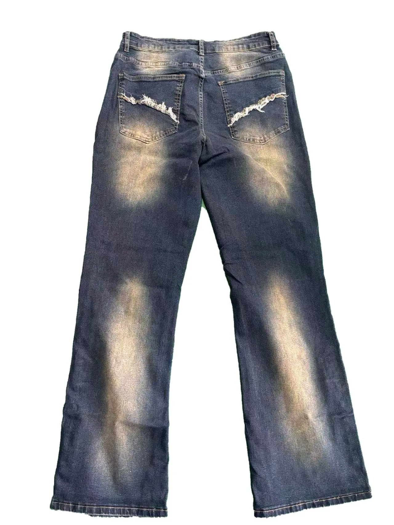 【HME】Men's Jeans | Vintage Yellow Mud Faded Wash Denim Pants Use Premium Thick Denim with Gradient Whisker Craft, Pre-Washed Fabric Avoids Shrinkage and Fading, Natural Color Layering Delivers Authentic Retro Texture for Long-Term Daily Wear