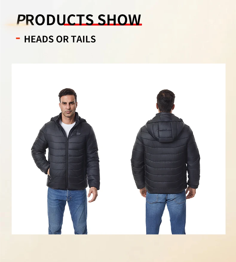 Independent Control of 4 Zones 27 Heating Zones Men's Heated Jacket Outdoor Warmth Hooded Heated Coat USB Electric Heated