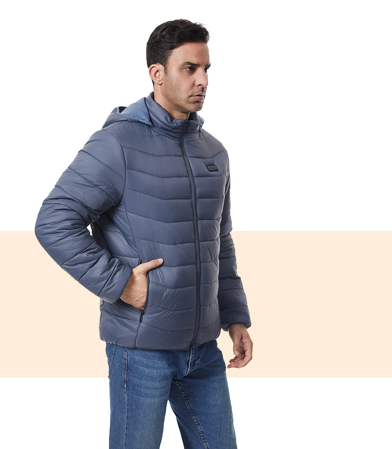Independent Control of 4 Zones 27 Heating Zones Men's Heated Jacket Outdoor Warmth Hooded Heated Coat USB Electric Heated