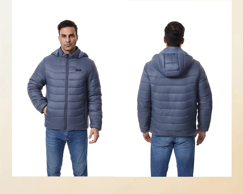 Independent Control of 4 Zones 27 Heating Zones Men's Heated Jacket Outdoor Warmth Hooded Heated Coat USB Electric Heated