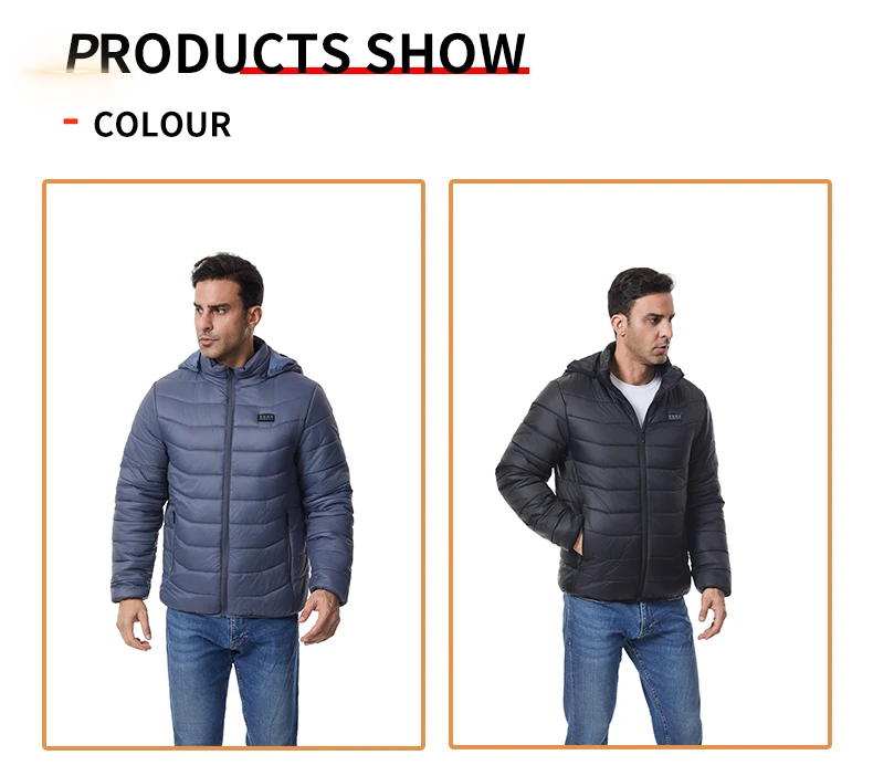Independent Control of 4 Zones 27 Heating Zones Men's Heated Jacket Outdoor Warmth Hooded Heated Coat USB Electric Heated