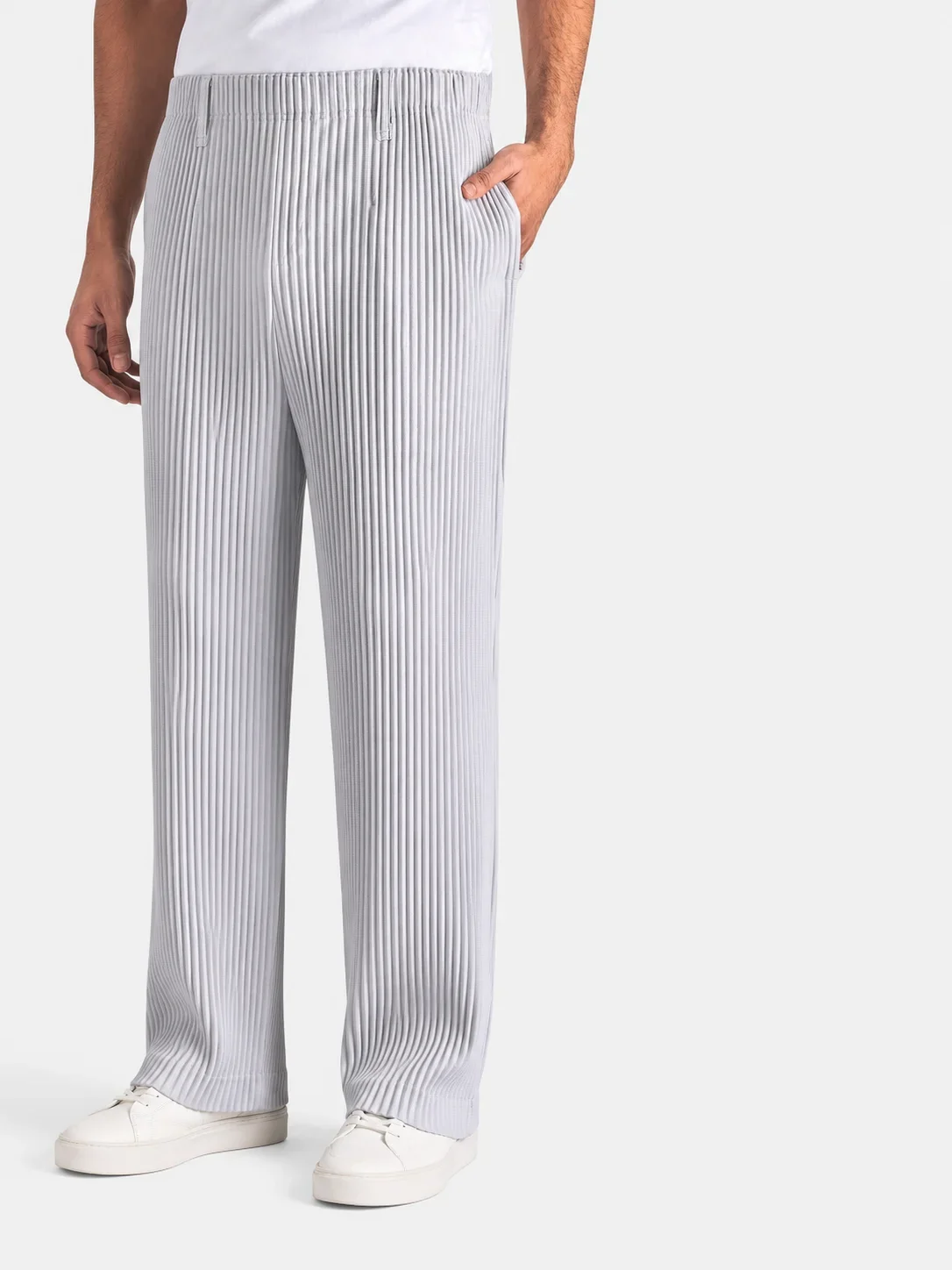 Miyake Pleated Men Trousers Baggy Straight Pants Fashion Casual Pants Japanese Style Miyake Pleated Pants