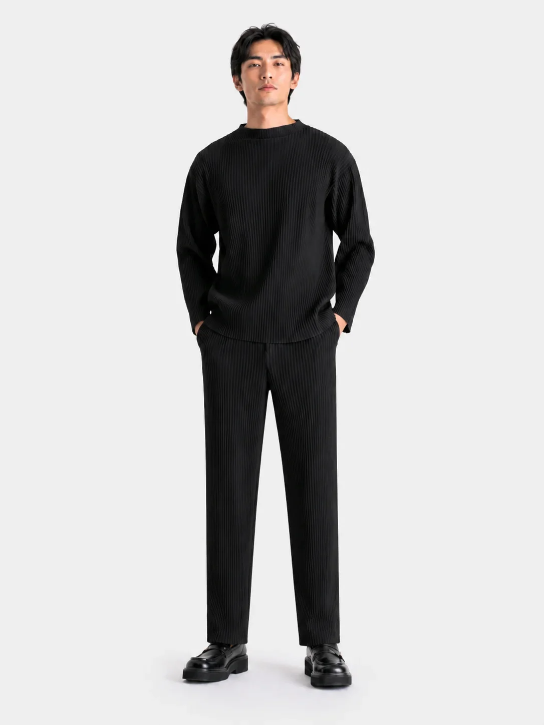 Miyake Pleated Men Trousers Baggy Straight Pants Fashion Casual Pants Japanese Style Miyake Pleated Pants